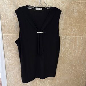 89th & Madison Black Tie Front Blouse with Sailor Collar